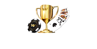 Sảnh poker W88 với cúp vàng, chip và bộ bài