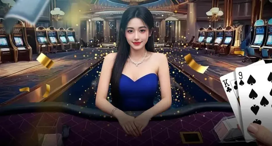 Sảnh casino trực tuyến W88 với dealer thật chia bài tại bàn baccarat